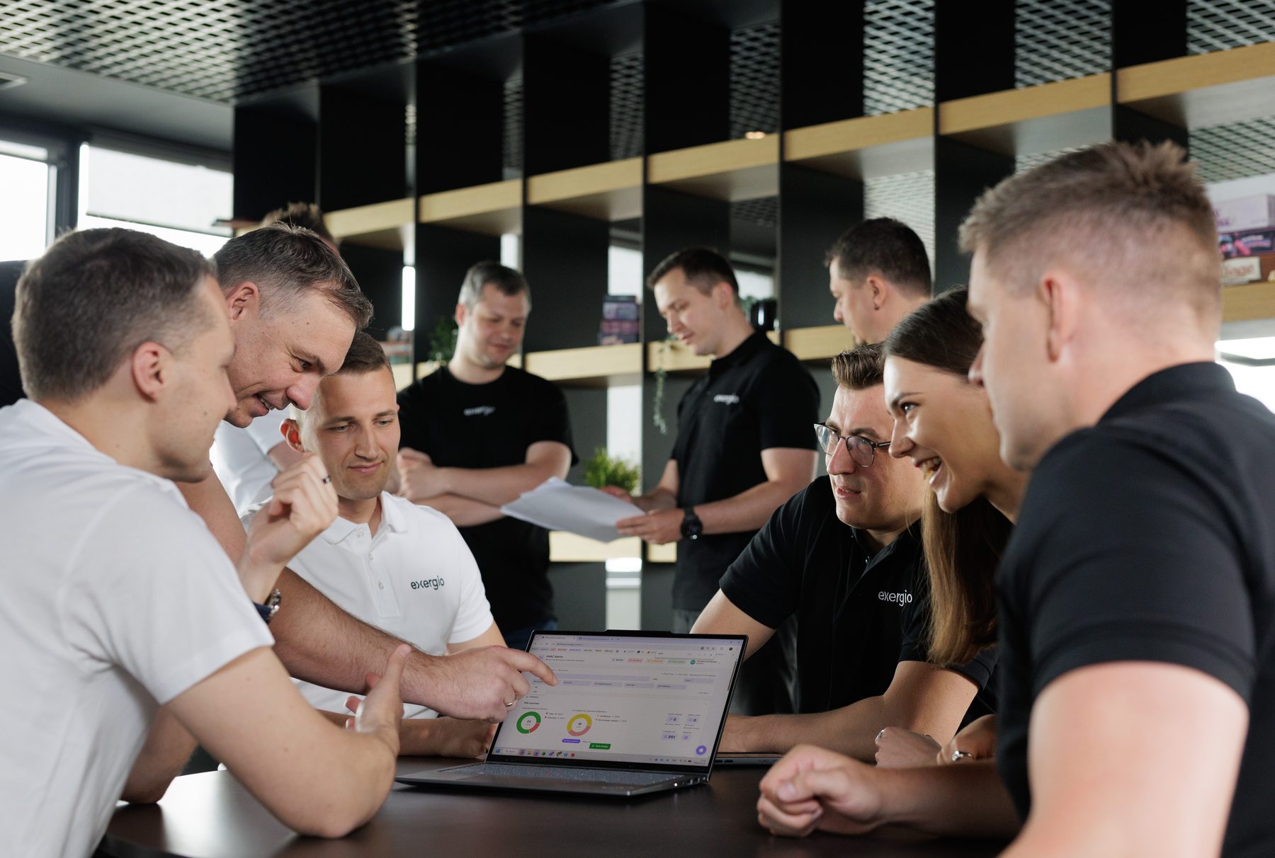 Exergio engineers reviewing live building data